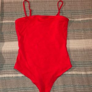red thong bodysuit